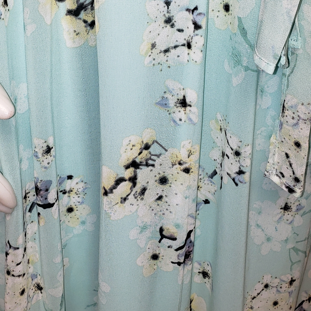 Calvin Klein Floral Cold Shoulder Belted Chiffon Maxi dress - Picture 8 of 15
